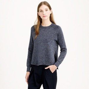 J.Crew Navy Blue Metallic Sparkle Side-Slit Sweater